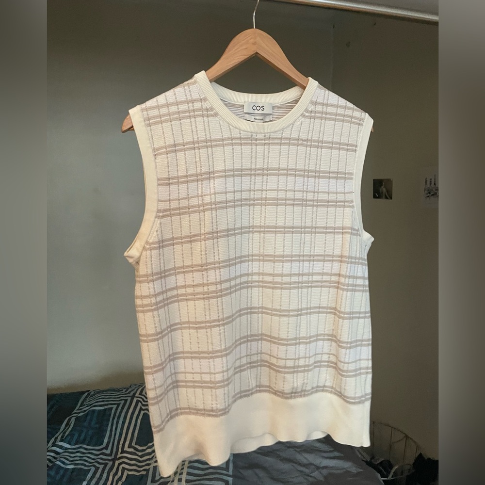Cos White Patterned Sweater Vest M